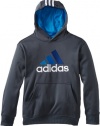 adidas Boys 8-20 Youth Shutout Hoodie, Dark Onix/Bright Blue/White, X-Large