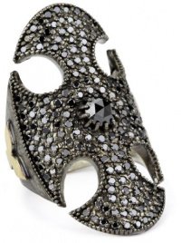 Mizuki Sterling Silver and Black Diamond Oval Cut Out Shield Ring