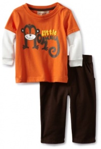 Kids Headquarters Baby-Boys Newborn Twofer Little Monkey Top With Jean, Orange, 6-9 Months