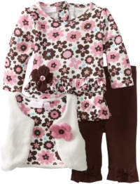 Kids Headquarters Baby-Girls Newborn Printed Tunic With Vest And Leggings, Brown, 0-3 Months