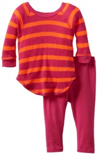 Splendid Littles Baby-Girls Newborn Pop Thermal Tunic Set, Dragonfruit/Neon Orange, 18-24