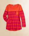 Vibrant stripes adorn this long-sleeve silhouette in ultra-comfy fabric. ScoopneckLong sleevesChest patch pocketPullover styleSupima micro modal/polyesterMachine washImported