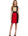 Calvin Klein Women's Color Block Sheath Dress, Black/Camel/Red, 6