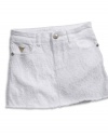 GUESS Kids Girls Big Girl Denim Skort with Lace, WHITE (7)