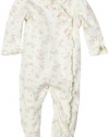 Little Me Layette Footie, Rose Floral, Ivory Print