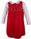 B T Kids Girls Red Corduroy Smocked Dress