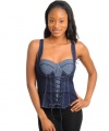 G2 Fashion Square Denim Lace Up Bustier Top