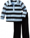 Splendid Littles Baby-Boys Newborn Charcoal Rugby Stripe Mix Polo Set, Sky, 12-18 Months