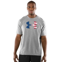 Men's Big Flag Logo UA Tech™ Shortsleeve T-Shirt Tops by Under Armour Extra Large Medium Gray Heather