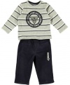 Guess Boys 0-9 Months L/S Tee Jean Set (3-6 M, Blue/Grey)