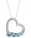 Give the gift of love to the girl with a December birthday. This elegant heart-shaped pendant features an intricate, textured design accented by bold, round-cut blue topaz (1-3/4 ct. t.w.). Crafted in sterling silver. Approximate length: 18 inches. Approximate drop: 3/4 inch.