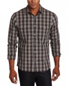 Perry Ellis Men's Longsleeve Slim Fit Heather Plaid Woven