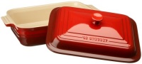 Le Creuset Stoneware 4-1/2-Quart Rectangular Casserole with Lid, Cherry