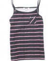 DKNY Kids Shirt, 7-16 Girls Black / Pink Stripe Sleeveless Tank Top- Large