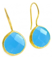 18KT Gold Vermeil Indigo Blue Small Quartz Pear Drop Earrings 925 Sterling Silver Bezel Set Gemstone Drops, Kyle Richards