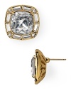 Bigger-is-bolder crystal stones ornament this pair of kate spade new york stud earrings, set in gold plated metal.