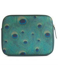 Lucky Brand makes a move to be ranked among the best iPad cases with its neoprene sleeve. The peacock motif will bring out a sense of pride, too! Approximate length: 9-3/4 inches. Approximate height: 8 inches. Approximate width: 3/4 inch.