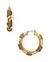 Bolder is better: T Tahari models statement style with this pair of gold-plated hoop earrings, wrapped in ropey detailing.