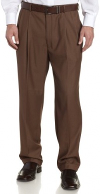 Louis Raphael ROSSO Men's Poly Viscose Super 150S Luxe Twill Hidden Extension Pleated Dress Pant,Fawn,44x30