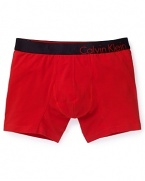 Calvin Klein offers up its signature style and comfort, adding bold color blocks for a fresh look.