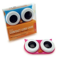 Kikkerland Owl Contact Lens Case, Assorted Colors, Pink/Blue/Green