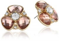 Anne Klein Garden Party Gold-Tone Blush Colored Flower Stud Earrings