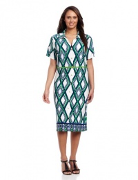 Anne Klein Women's Plus-Size Lattice Print Belted Dress