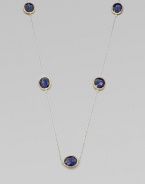 Rich lapis stations set in 24k gold on a sterling silver link chain for a truly elegant style. Lapis24k goldSterling silverLength, about 39½Lobster clasp closureImported 