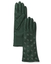 Labonia's luxe leather gloves are lined in plush cashmere and detailed with silver grommets for a modern look.