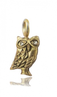 Lucky Feather Charm Builder Matte Gold & Crystal Owl Charm