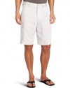 Cubavera Men's Flat Front Linen Blend Herringbone Texture Cargo Short