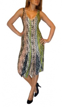 Missoni Green Knit Zig Zag Print V-neck Dress. M