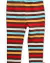 Zutano Girls 2-6x 5-color Stripe Skinny Legging, Chocolate/Orange/Aqua/Red, 3T