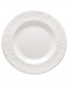 An elegant white-on-white dinnerware pattern featuring an embossed vine motif and interior glaze, the Opal Innocence Carved collection of dinnerware and dishes gets your table set for refined dining every day.