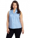 Jones New York Women's Plus-Size Sleeveless Easy Care Blouse, New Blue, 16W