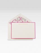 Pink and gold accents add a sweet touch to this set of 10 stylish, hand-engraved notecards. Pretty damask rose and white peony-lined envelopes truly seal the deal. Set of 10 notecards4.25W X 6.4HMade in USA