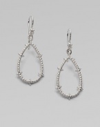 From the Calypso Collection. Spiky open teardrops with white sapphire accents hang from richly ribbed wires in this shining design.White sapphireRhodium platedLength, about 2Ear wireImported