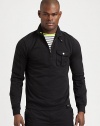 Boasting a sleek, sporty look and modern moto details, this pima cotton terry design takes the classic pullover to a new comfort zone with an extremely soft finish.Half-zip frontChest flap pocketCottonMachine washImported