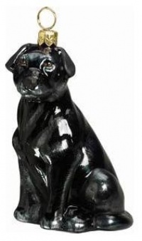 Joy to the World Collectibles European Blown Glass Pet Ornament, Labrador Retriever, Black