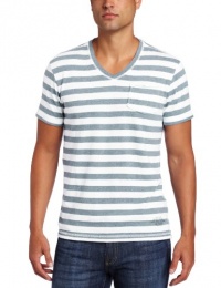 Calvin Klein Jeans Men's Reverb Short Sleeve Stripe V-Neck Tee