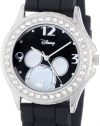 Disney Women's MK1094 Rhinestone Accent Mickey Mouse Black Rubber Strap Watch