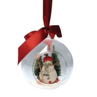 Enesco Heart of Christmas Snowman Scene Glass Ornament, 3-1/2-Inch