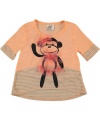 Beautees Shimmer Monkey Tunic (Sizes 4 - 6X) - coral, 6x