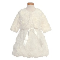 Bonnie Jean Little Girl Size 4 Ivory Bolero Christmas Dress Set