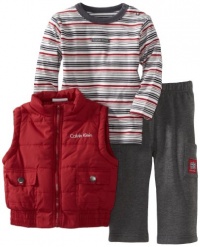 Calvin Klein Baby-boys Infant Vest with Stripes Tee And Pant, Assorted, 24 Months