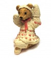 Clarissa Centimental Teddy Bear Figurine By Peter Fagan - Girl Bear with White Pink Coat #117374