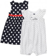 Carter's Girls 3-24 Months Polka Dot Dress and Romper Set (18 Months, Navy)