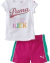 Puma - Kids Baby-girls Infant Jersey Tee And Short Set, White, 18 Months