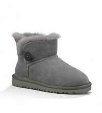 UGG Australia Children's Mini Bailey Button Fleece Lined Boots,Grey,3 Child US