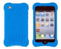 Blue Textured Silicone Grip Case for Apple iPod Touch 4, 4G (4th Generation) - Includes 24/7 Cases Microfiber Cleaning Cloth [Retail Packaging by DandyCase]